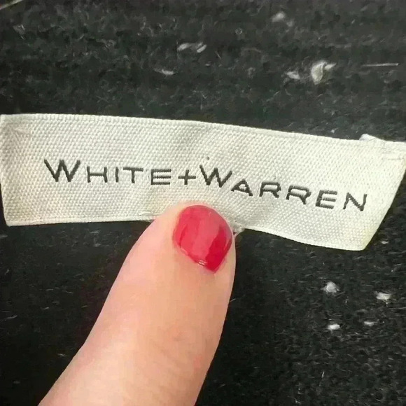 White + Warren Women’s Size Black Cashmere Shawl Collar Open Sweater Cardigan m - Picture 2 of 8